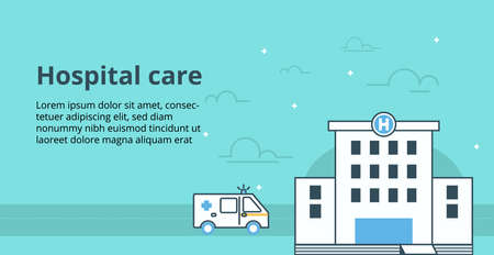 Health Care Banner Design Vector Line Illustration Of Hospital