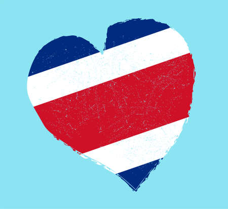 Costa Rica flag in grunge heart shape.のイラスト素材