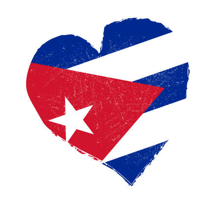 Cuba flag in grunge heart shape.のイラスト素材