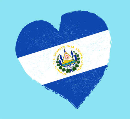El Salvador flag in grunge heart shape.のイラスト素材
