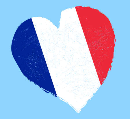 France flag in grunge heart shape.のイラスト素材