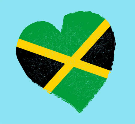 Jamaica flag in grunge heart shape.のイラスト素材
