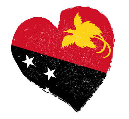 Papua New Guinea flag in grunge heart shape.のイラスト素材