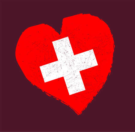 Switzerland flag in grunge heart shape.のイラスト素材