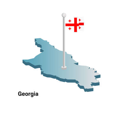 Georgia 3d vector map with national flagのイラスト素材