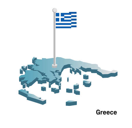 Greece 3d vector map with national flagのイラスト素材