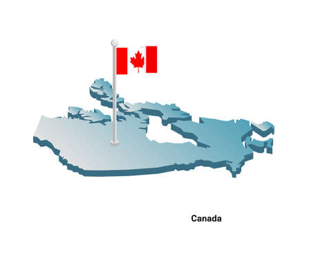 Canada 3d map with flag vector illustration.のイラスト素材