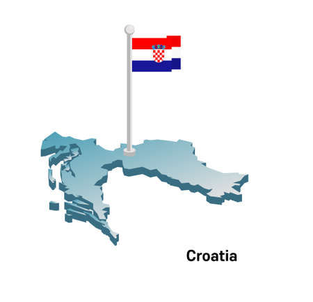 Croatia  3d map with flag vector illustration.のイラスト素材