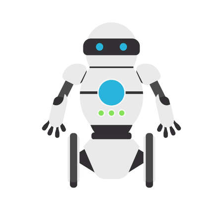 White robot on wheels vector illustrationのイラスト素材