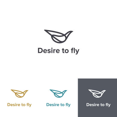 Fly logo design. Vector logotype with bird shapeのイラスト素材