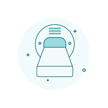 MRI scan vector illustration. Magnetic resonance icon with green outlineのイラスト素材