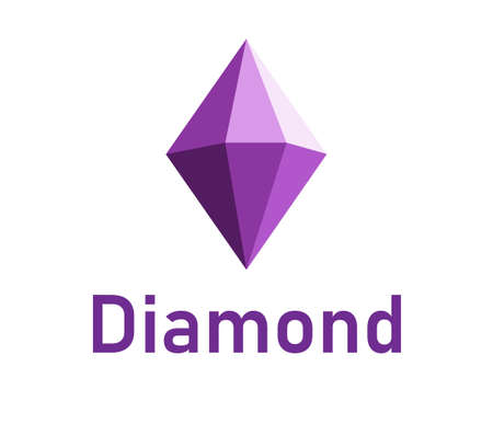 Diamond  design. A purple 3d diamond isolated on whiteのイラスト素材
