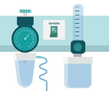 Oxygen supplementation tap vector illustration. Hospital oxygen supply conceptのイラスト素材