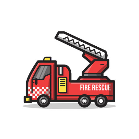 Fire rescue department vehicle in line art illustration styleのイラスト素材