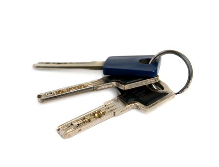 Bunch of keys. Isolated on white background.の写真素材