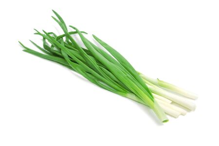 Bunch green onions.  Isolated on white background. の写真素材