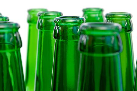 Necks of glass beer bottlesの写真素材