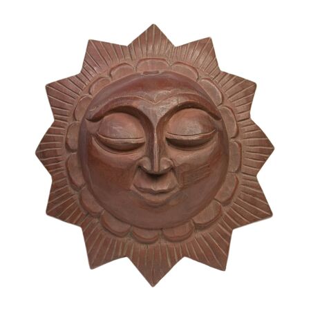 Decorative sun, hand-carved from wood.の写真素材