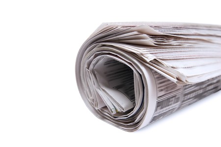 Bunch newspaper. Isolated on white background.の写真素材