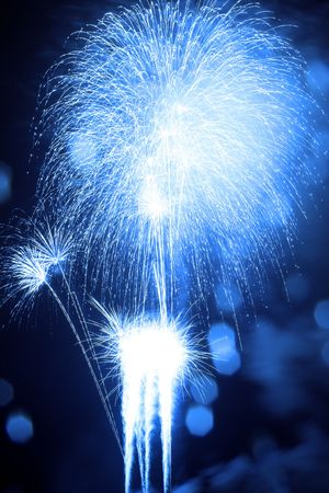 A beautiful fireworks in the night skyの写真素材