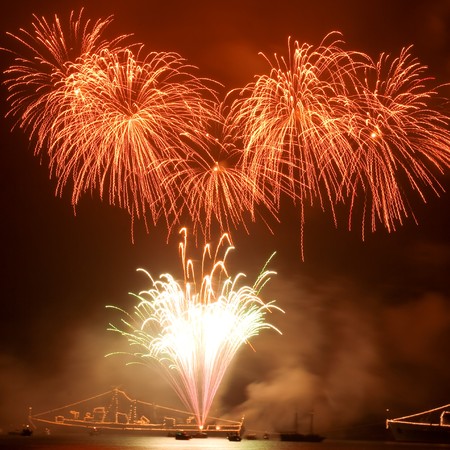 Fireworks in the night skyの写真素材