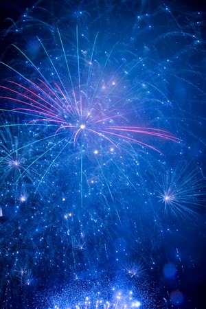 A beautiful fireworks in the night skyの写真素材