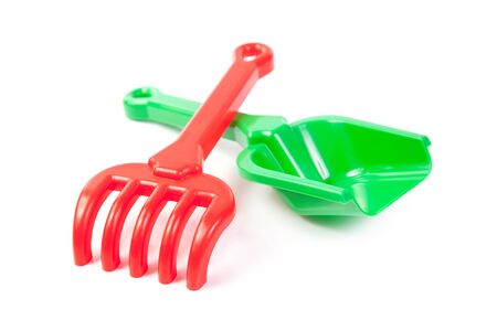 Children's toys for playing in the sandbox. Isolated on white background の写真素材