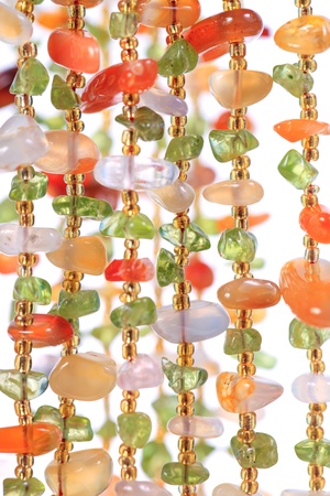 Jewelry. Beautiful colorful beads isolated on white backgroundの写真素材