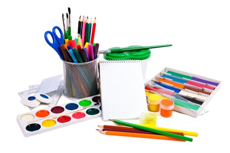 School Accessories Isolated on white background の写真素材