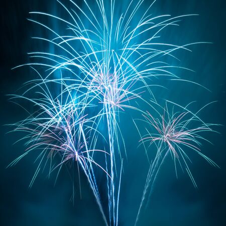 Outbreaks of fireworks in the night skyの写真素材
