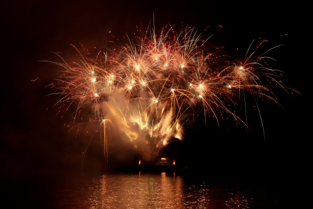 A beautiful fireworks in the night sky の写真素材
