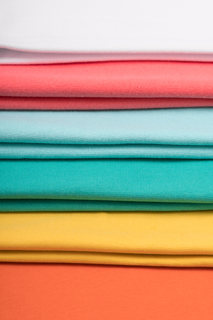 Colorful knitted fabrics in assortmentの写真素材