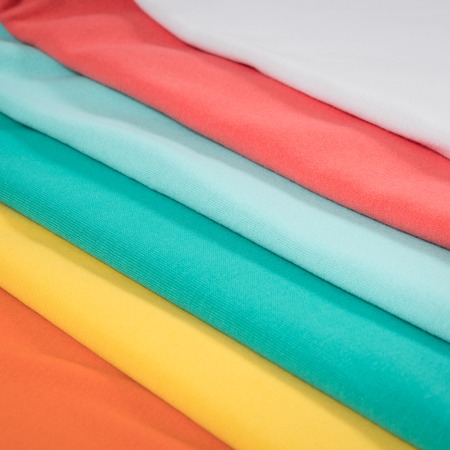 Colorful knitted fabrics in assortmentの写真素材