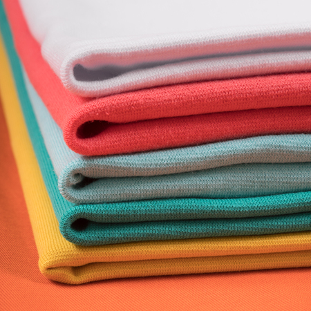 Colorful knitted fabrics in assortmentの写真素材