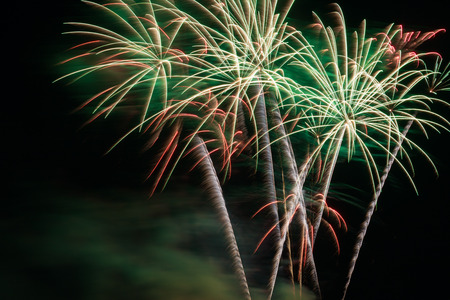 Outbreaks of fireworks in the night skyの写真素材