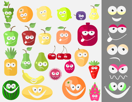 Fruit set with facesのイラスト素材