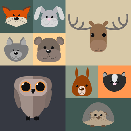 Animals of the forest , a set of different animals of the forestのイラスト素材