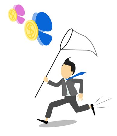 Businessman trying to catch money. Business metaphorのイラスト素材