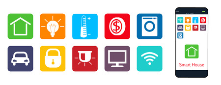 Smart House , a set of web icons . The house , climate , security , protection , money , enegriya , appliancesのイラスト素材