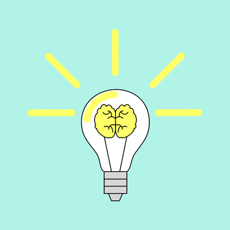 Light bulb with a brain. Vector illustrationのイラスト素材