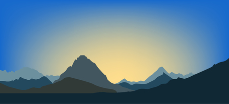 Landscape. Dawn in the mountains. Vector illustration backgroundのイラスト素材