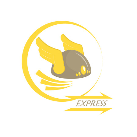 Express delivery. Metaphor. Icon with wings on his helmet. Armor. Vectorのイラスト素材