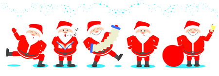 Santa Claus set. Santa Claus in various poses set of Christmas.のイラスト素材