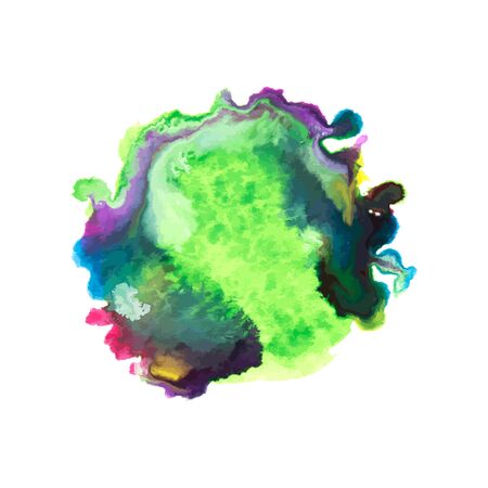 Colorful abstract watercolor green stain on a white background, hand-painted watercolor stains template. Vector background for designのイラスト素材