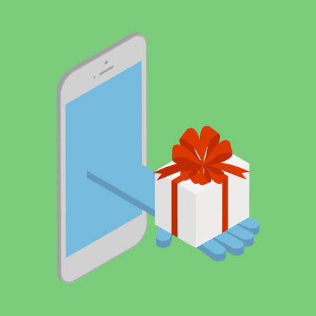 Delivery of goods on the Internet. Delivery of gifts isometricのイラスト素材