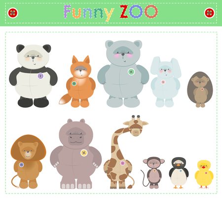 Zoo Animals. Funny plush little animals.のイラスト素材
