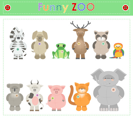 Animal Zoo, part two. Funny small plush animals. cartoon Vectorのイラスト素材