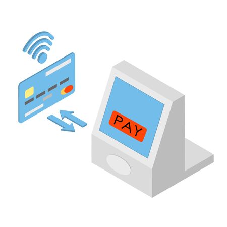 Mobile payments. The treatment of mobile payments with a credit card. Vector isometric illustrationのイラスト素材