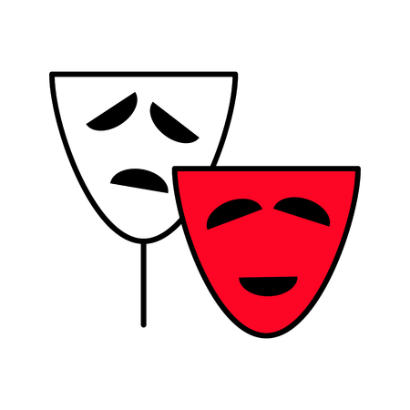 Comedy and tragedy theater masks icon. Vector Linear flatのイラスト素材
