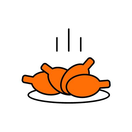 Sign grilled chicken legs, fried chicken legs. Vector Linear flatのイラスト素材